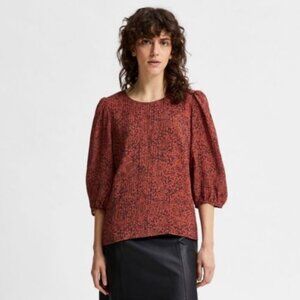 floral print puff sleeve blouse